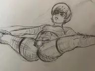 1girl chie_satonaka persona persona_(series) persona_4 shin_megami_tensei short_hair sketch traditional_medium yoga // 1000x750 // 425KB