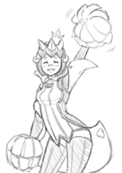 1girl cheerleader crown eyes_closed final_fantasy monochrome pom_poms quacho_queen sketch smile world_of_final_fantasy // 620x877 // 339KB