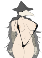 1girl areola_slip bikini bloodborne eileen_the_crow hat huge_breasts mask sling_bikini // 2347x3250 // 1.0MB