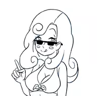 1girl artist:goseb90 bikini katrielle_layton layton's_mystery_journey long_hair professor_layton shades smile sunglasses tongue // 988x984 // 379KB