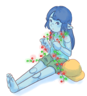 artist:sunshine_memoir blue_eyes blue_hair colored diaries_of_a_spaceport_janitor hat janitor janitor_(diaries_of_a_spaceport_janitor) lights long_hair pointy_ears shorts sitting // 693x765 // 281KB