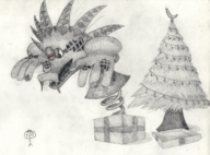 1boy artist:unknown christmas_tree donkey_kong_(series) donkey_kong_64 mad_jack present traditional_medium // 1291x957 // 2.7MB