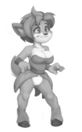 1girl artist:dogyd elora faun monochrome short_ear spyro_(series) // 744x1200 // 137KB