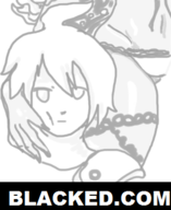 2girls ahoge black dark_skin hypna luminous_arc meme parody short_hair text theo theo_(luminous_arc) // 300x367 // 49KB