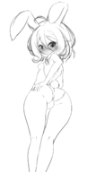 1girl artist:ether_core ass blush bunny_ears bunny_suit granblue_fantasy kokkoro looking_back presenting // 819x1464 // 271KB