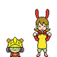 1boy 1girl 5-volt 9-volt animal_ears animated artist:wondersableye pixel_art warioware // 306x306 // 62KB