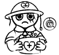 1boy artist:unknown helmet holding_object medic monochrome PEAK sad scout scratch sketch // 210x197 // 23KB