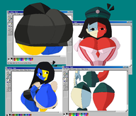 1girl angry artist:unknown ass ass_focus body_parts breasts cleavage cleavage_cutout colored ena Ena:_Dream_BBQ gigantic_breasts huge_ass huge_breasts looking_at_viewer ms_paint multiple_poses pose seductive seductive_pose shirt skirt smile smiling thick_thighs thigh_gap // 2700x2300 // 241KB