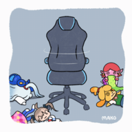 1boy 2p 6girls angela animal_crossing animated artist:mako chair chronoa dizzy dragon_ball dragon_ball_xenoverse isabelle lobotomy_corporation mega_man mega_man_(series) nier nier_automata yorha_no._2_type_b // 480x480 // 152KB