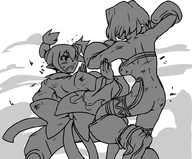 crossover disgaea disgaea_3 female female_brawler fft fight final_fantasy final_fantasy_tactics monk monochrome // 1003x832 // 55KB