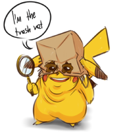 alternate_costume artist:mrkashkiet colored danny_devito detective_pikachu parody pikachu pokemon text // 817x889 // 427KB