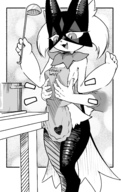 1girl anthro apron artist:NoConcession breasts cooking furry hands_on_breasts ladle meowscarada monochrome pokemon pot // 2400x3800 // 4.1MB