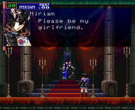 2girls aradia background black_hair bloodstained bloodstained_ritual_of_the_night boots candles castlevania castlevania_symphony_of_the_night dialogue edit miriam night_of_revenge sitting text // 512x416 // 41KB
