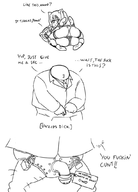 artist:tim ass busou_shinki chastity_belt comic parody partio pomock text // 768x1072 // 161KB