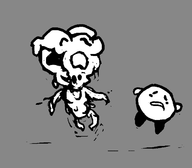 artist:smudge crossover kirby kirby_(series) lineart melting monochrome nuclear_throne // 643x563 // 12KB