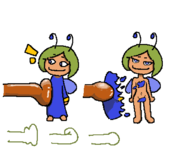 1girl artist:unknown before_and_after blue_fairy colored convenient_censor frog looking_at_viewer navel pixel_art poke_all_toads ragged_clothes smug toad tongue torn_clothes tummy // 802x636 // 19KB