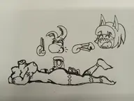 1boy 1girl artist:unknown eating food ms._fortune rayman rayman_(series) skullgirls traditional_medium // 4160x3120 // 2.5MB