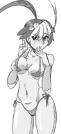 artist:unclegrim bikini feng micro_bikini monochrome skullgirls // 504x1102 // 307KB