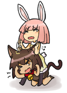 blush colored kumatanchi neko-kun rabi-tan // 650x893 // 310KB