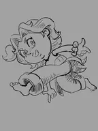 1girl artist:gusgux donkey_kong_(series) donkey_kong_bananza loli monochrome parody pauline pigtails sketch sonic_(series) // 1620x2160 // 412KB