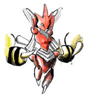 beedrill colored pokemon pose scizor // 1397x1555 // 986KB