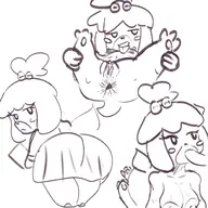 1girl animal_crossing anus artist:strugglingquota ass breasts fellatio furry isabelle nipples nude penis pussy // 2000x2000 // 968KB