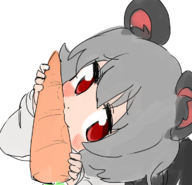 1girl artist:chaikodog blush carrot colored food lewd looking_at_viewer nazrin touhou // 1187x1143 // 494KB