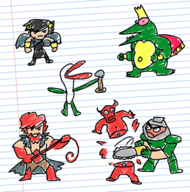 artist:diskette castlevania colored dark_pit demon donkey_kong_(series) doom doomguy kid_icarus kid_icarus_uprising king_k._rool nuclear_throne plant simon_belmont // 1918x1942 // 1.8MB