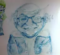 artist:kujalla cosplay danny_devito glasses jacket monochrome sans traditional_medium undertale // 2976x2736 // 3.7MB