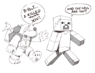 2boys artist:dondrrr banjo banjo-kazooie minecraft parody steve text // 846x646 // 182KB