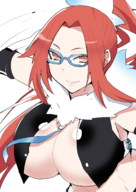 1girl artist:dweller1215 breasts devil_survivor glasses hinako_kujou ponytail red_eyes red_hair // 1166x1651 // 775KB