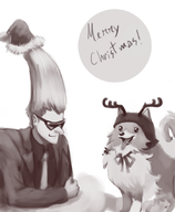 christmas ghost_trick missile missile_(ghost_trick) reindeer santa_hat sissel text // 700x851 // 329KB