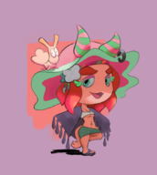 1girl artist:critatonic bikini breasts chibi colored craymond flow looking_at_viewer navel small_breasts splatoon text tummy // 766x855 // 302KB