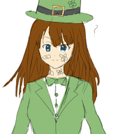 1girl blue_eyes bluescribbleman bow brown_hair colored hat idolm@ster long_hair rin_shibuya saint_patrick's_day // 2000x2000 // 698KB