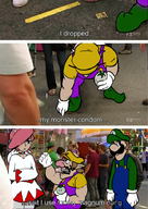 1girl 2boys artist:unknown final_fantasy gloves it's_always_sunny_in_philadelphia luigi super_mario text wario white_gloves white_mage // 643x907 // 697KB