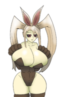 1girl animal_ears artist:unknown bunny_suit ginga_force huge_breasts margarette_whitetail // 1033x1684 // 565KB