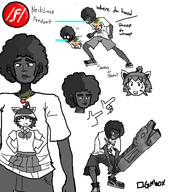 f 1boy 1girl artist:unknown artist_signature blush board-tan holding laser looking_at_viewer meme moot multiple_poses necklace rip shirt text weapon // 1232x1400 // 277KB