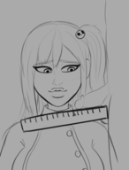 artist:unknown dead_or_alive honoka monochrome penis penis_measuring ruler // 2200x2900 // 393KB