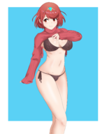 1girl artist:zeniselv bikini pyra sweater xenoblade xenoblade_chronicles_2 // 1192x1500 // 443KB