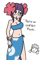 1girl artist:wondersableye cosplay phoebe pokemon pokemon_bw pokemon_rse shauntal // 1257x1832 // 335KB