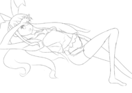 1girl disgaea flonne lineart lingerie monochrome // 1754x1240 // 330KB