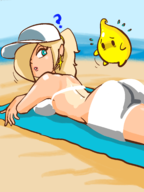 1girl artist:unknown beach hat luma rosalina sunbathing super_mario swimsuit tanlines // 1620x2160 // 1019KB