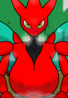 1girl artist:unknown breasts huge_breasts looking_at_viewer pokemon scizor steam yellow_eyes // 700x1000 // 356KB