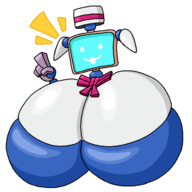 1girl artist:bonitanon bonita_zako huge_breasts monita nintendo_land stretch_panic // 720x720 // 41KB