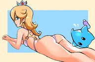 1girl artist:sunbeam ass bikini blonde_hair crown luma rosalina solo super_mario // 1855x1217 // 185KB