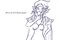 1girl granberia monster_girl monster_girl_quest pointy_ears short_hair sketch text // 1071x733 // 127KB