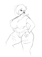 1girl artist:xiceowl earrings pants rosalina sketch super_mario super_mario_galaxy thick_thighs torn_clothes underboob // 2800x3850 // 812KB