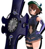 1girl brown_eyes brown_hair colored cosplay elbow_gloves fate_(series) fate_grand_order gloria gloves hat mashu_kyrielight pokemon pokemon_swsh shield short_hair // 700x758 // 489KB