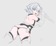 1girl artist:unknown ass black_panties cameltoe colored dagger fate_(series) fate_grand_order jack_the_ripper legwear looking_at_viewer looking_back panties pussy sketch thigh_highs type-moon weapon wip // 3280x2700 // 1.6MB