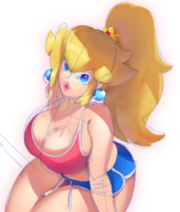 1girl artist:lbm cleavage crown gym_clothes huge_breasts princess_peach super_mario wip // 747x882 // 625KB